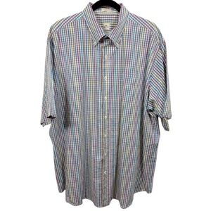 Peter Millar Mens Seaside Finish‎ Plaid Short Sleeve Button Down Shirt Size XXL